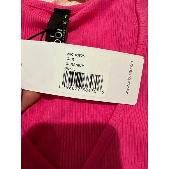 NWT Bobi Los Angeles‎ Pink Semi Cropped Ribbed Tank Top - Picture 5 of 6